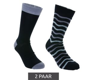 2 Paar HEALTHY SEAS Baumwoll-Strümpfe nachhaltige lange Socken Uni und mit Muster Dunkelblau