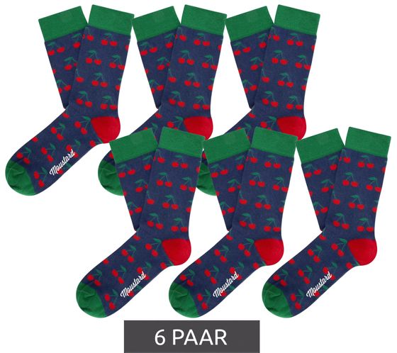 6 pares de calcetines de algodón para hombre con estampado integral de cerezas y cerezas, 17S-CHERR-M, verde/rojo/azul oscuro