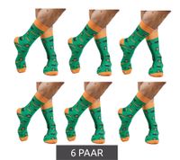 6 pares de calcetines de algodón para hombre con estampado de San Patricio en color mostaza y arcoíris y macetas doradas, calcetines largos con estampado 17S-SPATR verde/naranja/blanco