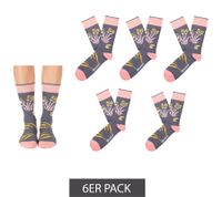6 pairs of Moustard Bengal cotton socks with Bengal tiger patterned long socks 22S-BENGAL gray/pink