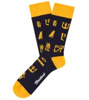 6 pairs of Moustard Hieroglyphs cotton socks with Egyptian hieroglyphs patterned long socks 20S-HIERO yellow/black