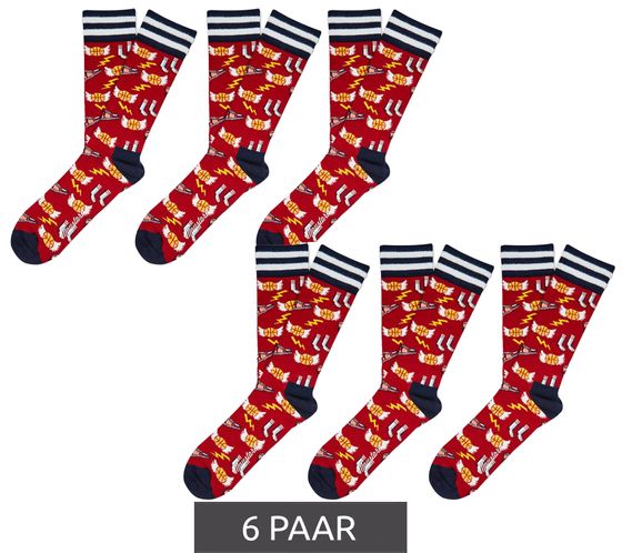 6 paires de chaussettes de basket-ball en coton moutarde avec motifs de basket-ball Chaussettes longues à motifs 17S-BASKET Rouge/Noir/Coloré