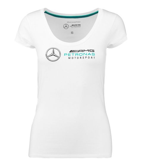 Camiseta con el logotipo de Mercedes-Benz AMG Petronas F1 para mujer Camiseta de algodón con estampado del logotipo de AMG Petronas en gran tamaño 141181022 200 Blanco