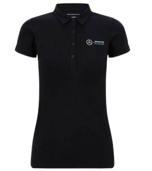 Polo clásico de algodón para mujer Mercedes-Benz AMG Petronas F1 MAPF1, camiseta de manga corta con logotipos del equipo 141181026 100 Negro