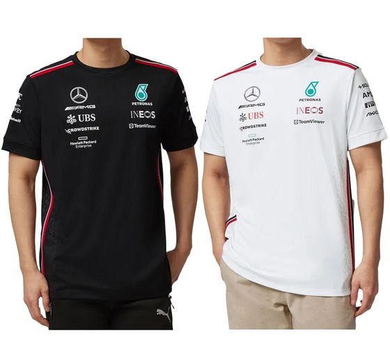 Camiseta del equipo Mercedes-Benz AMG Petronas F1 2023 para hombre, camiseta de manga corta para deportes de motor, 701223428 002, blanca o negra