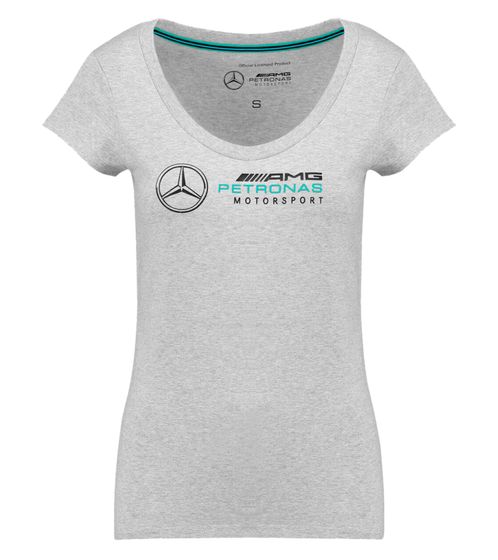 Mercedes-Benz AMG Petronas F1 Logo Tee T-shirt da donna con grande stampa del logo AMG Petronas Maglietta in cotone 141181022 150 Grigio