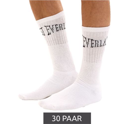 30 pairs of EVERLAST men's sports socks with cotton content, long socks, OEKO-TEX Standard 100 EVL1TENX10BL white