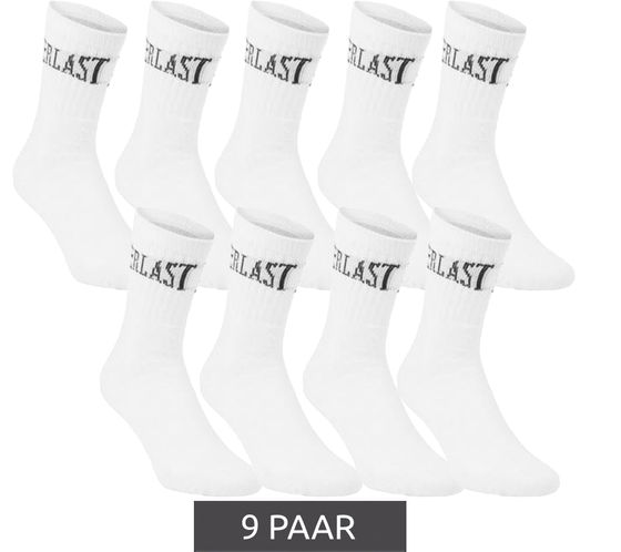 9 paia di calzini sportivi da uomo EVERLAST con contenuto di cotone, calzini lunghi, OEKO-TEX Standard 100 EVL/1/TENX3/PBL bianco