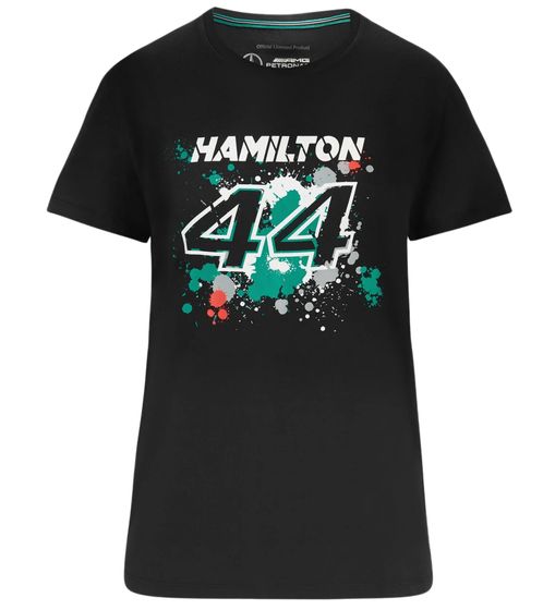 T-shirt pour femme Mercedes-Benz AMG Petronas F1 Lewis avec inscription Lewis Hamilton 44 Cotton Shirt 701218889 001 Noir