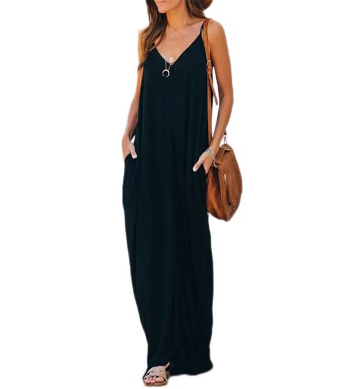 MILAN KISS women's summer dress thin maxi dress jersey dress ND22807 black