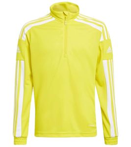 adidas Squadra 21 children's sports shirt, pullover with AEROREADY technology for boys and girls, fitness pullover, yellow/white adidas Squadra 21 children's sports shirt, pullover with AEROREADY technology for boys and girls, fitness pullover, yellow/white