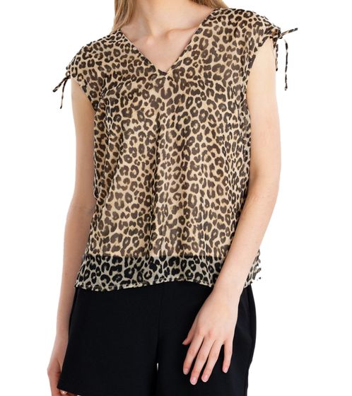 VERO MODA women's fashion shirt, casual blouse top with leopard print 10306033 beige/black