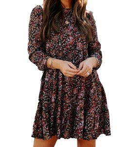 Vestido de mujer MILAN PARIS con estampado floral en toda su extensión Vestido de verano ND28620 Negro/Rojo/Naranja