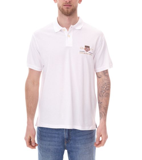 GANT Polo Uomo Regular Fit Polo Cotone Camicia 2002014 100 Bianco