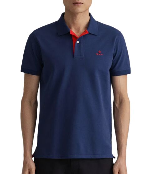 GANT Polo da uomo vestibilità regolare Polo in cotone 2052003 433 blu navy/rosso