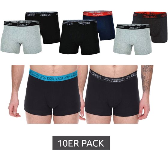 Confezione da 10 boxer da uomo Kappa con scritta del marchio e slip con logo in vari colori come nero, grigio, antracite e blu