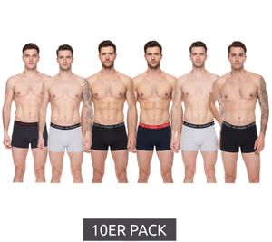 Lot de 10 boxers pour hommes Kappa avec inscription de la marque et logo dans différentes couleurs telles que le noir, le gris, l'anthracite et le bleu