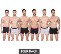 Lot de 10 boxers pour hommes Kappa avec inscription de la marque et logo dans différentes couleurs telles que le noir, le gris, l'anthracite et le bleu
