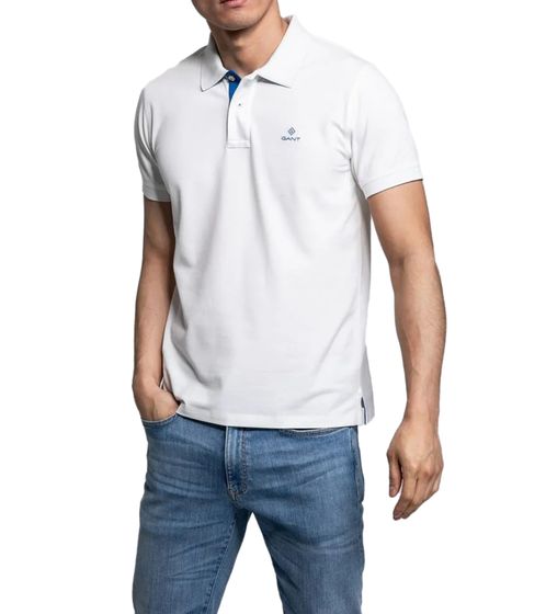 Polo de hombre GANT Regular Fit Polo de algodón 2052003 113 blanco crema/Azul