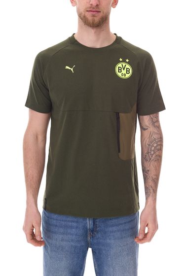 PUMA Borussia Dortmund Pumatech T-Shirt Pocket 2024-2025 T-Shirt Uomo BVB Fan-Shirt 778792 10 Verde Scuro