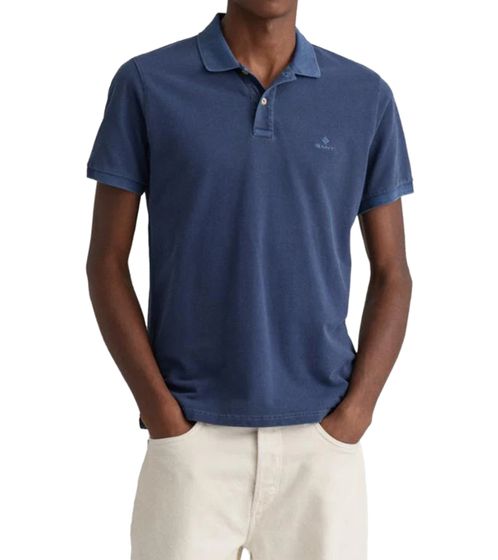 Polo GANT azul persa descolorido para hombre Camisa de algodón de corte regular Polo de manga corta en tonos pastel 2052028 423 Azul oscuro