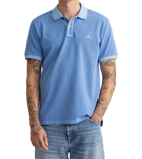 Polo GANT Sunfaded Day Blue para hombre Camisa de algodón de corte regular Polo de manga corta en tonos pastel 2052028 471 Azul claro