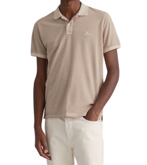 GANT Sunfaded Plaza Taupe Herren Polo-Shirt Regular Fit Baumwoll-Shirt pastellfarbenes Kurzarm Polo-Hemd 2052028 200 Beige