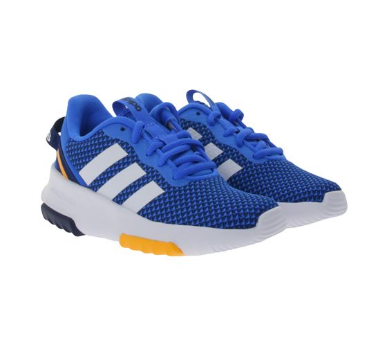 adidas RACER TR 2.0 K Kinder Turnschuhe mit cloudfoam-Zwischensohle Freizeit-Sneaker für Jungen und Mädchen Lauf-Schuhe Schnür-Schuhe GV7859 Blau/Weiß/Orange