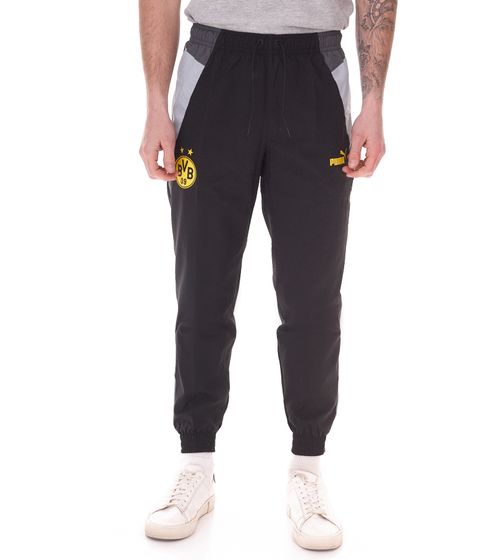 PUMA BVB Dortmund Woven Jogging Pants Men's Training Pants Football Fan Pants with DryCell 777108 01 Black