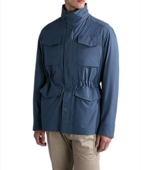 PAUL & SHARK Herren wasserabweisende Outdoor-Jacke Stehkragen mit ausrollbarer Kapuze Übergangs-Jacke 24412603 635 Blau