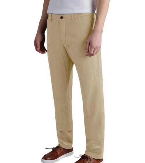 PAUL & SHARK Herren Stoff-Hose Regular Fit Business-Hose mit Leinen-Anteil Alltags-Hose 24414033 553 Beige