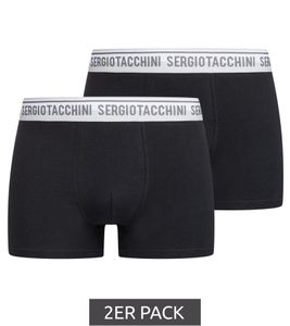 Confezione da 2 boxer da uomo Sergio Tacchini con elastico bicolore e scritta grigia Mutande in cotone 160gsm 23.0000.974 Nero/Grigio