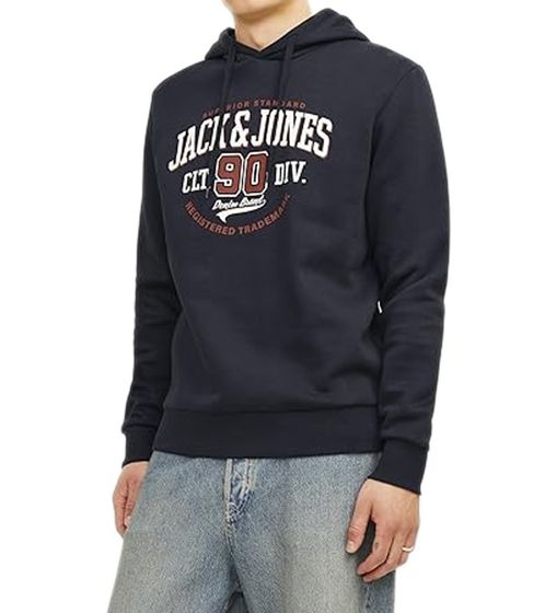 Jersey con capucha para hombre de JACK & JONES Jersey de algodón con detalles de colores en la camisa de manga larga con letras 12255617 Azul oscuro