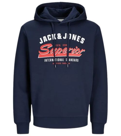 JACK & JONES Felpa con cappuccio da uomo in cotone con scritta JACK & JONES Superior Camicia a maniche lunghe 12255617 Blu scuro