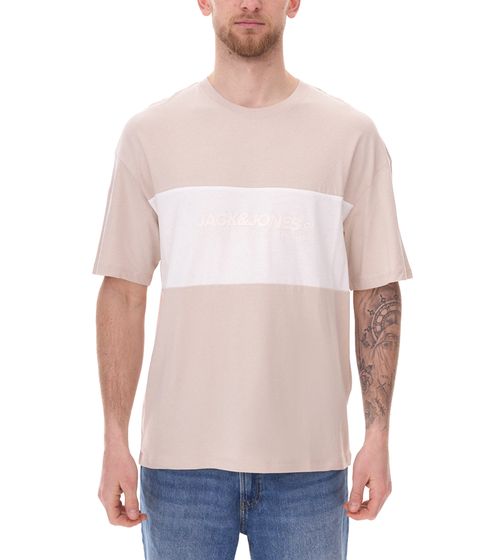 Chemise à col rond pour homme JACK & JONES Chemise en coton T-shirt à manches courtes 12258883 Beige