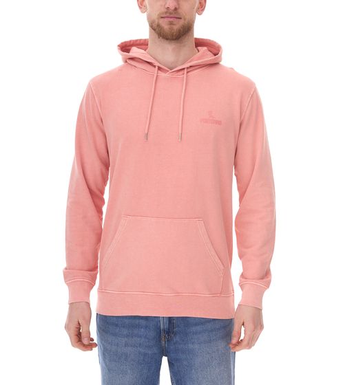 PORTOFINO Suéter con capucha liso de algodón para hombre Camisa de manga larga con capucha PF300-006 Rosa salmón