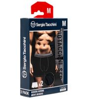 10er Pack Sergio Tacchini Herren Boxershorts mit zweifarbigen Bund und weißen Schriftzug Baumwoll-Unterhose 160gsm 23.0000.974 Schwarz/Weiß, Schwarz/Grau oder Schwarz