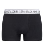 10er Pack Sergio Tacchini Herren Boxershorts mit zweifarbigen Bund und weißen Schriftzug Baumwoll-Unterhose 160gsm 23.0000.974 Schwarz/Weiß, Schwarz/Grau oder Schwarz