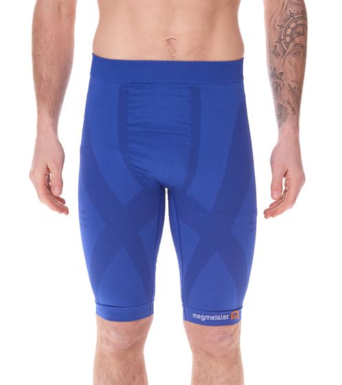 megmeister Pantaloncini a compressione da uomo con body mapping, ventilazione, pantaloncini da ciclista, antibatterici e antiodore, abbigliamento a compressione BC31 Blu