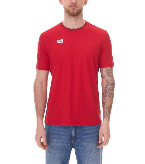 Camiseta de entrenamiento sostenible para hombre con insertos de malla TAHI Match Jersey de OCEAN FABRICS, camiseta de fitness, camiseta de manga corta OUT-M-1046-OTW-34 roja