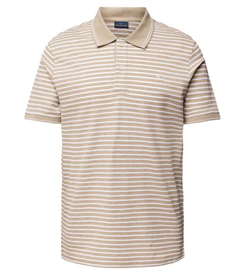 Polo homme PAUL & SHARK en coton avec broderie à manches courtes 24411236 101 Beige/Blanc