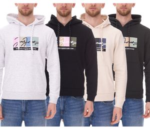 JACK & JONES men's hooded sweater with cotton content Long-sleeved shirt with colored accents 12262421 Black, white, green or beige
