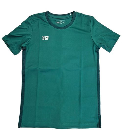 Outfitter OCEAN FABRICS TAHI Match jersey sustainable girls and boys training shirt with mesh inserts fitness shirt short sleeve shirt OUT-K-1046-OTW-23 Green