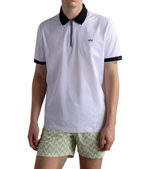 Polo homme PAUL & SHARK en coton avec broderie à manches courtes 24411319 010 Blanc