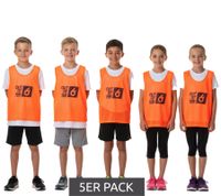Confezione da 5 Outfitter OCEAN FABRICS TAHI gilet da allenamento sostenibile per bambini, sport di squadra OUT-K-3038-OTW-28 Neon-Orange