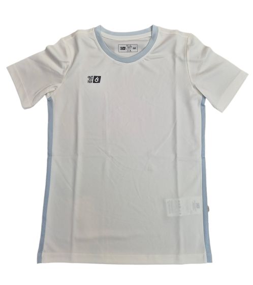 Camiseta de entrenamiento sostenible para niñas y niños con inserciones de malla TAHI Match Jersey de OCEAN FABRICS, camiseta de fitness, camiseta de manga corta OUT-K-1046-OTW-11 blanco crema