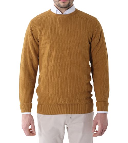 Suéter de punto con patrón estructurado para hombre de Steffen Klein Suéter de uso diario Sudadera con cuello redondo 5063 Marrón