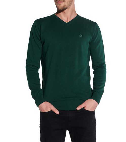 pull basique pour homme steffen klein avec col en V pull de tous les jours pull en coton sweat-shirt tricoté 4319 vert