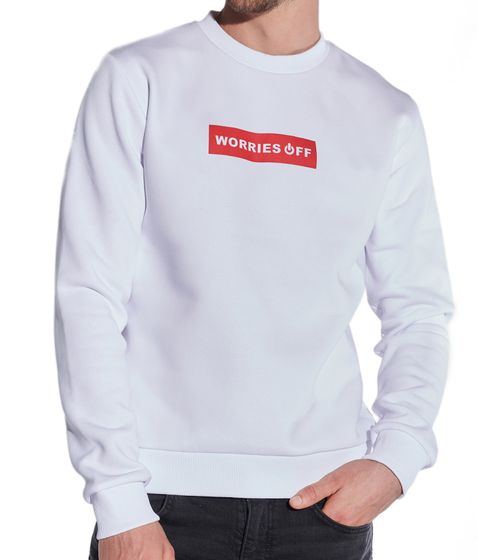 COURSE men's sweater with statement print, round neck sweater, cotton sweater 5045 white