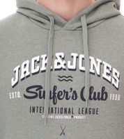 Sweat à capuche en coton pour homme JACK & JONES avec inscription JACK & JONES Chemise à manches longues 12255617 Beige, bleu clair, vert citron ou noir